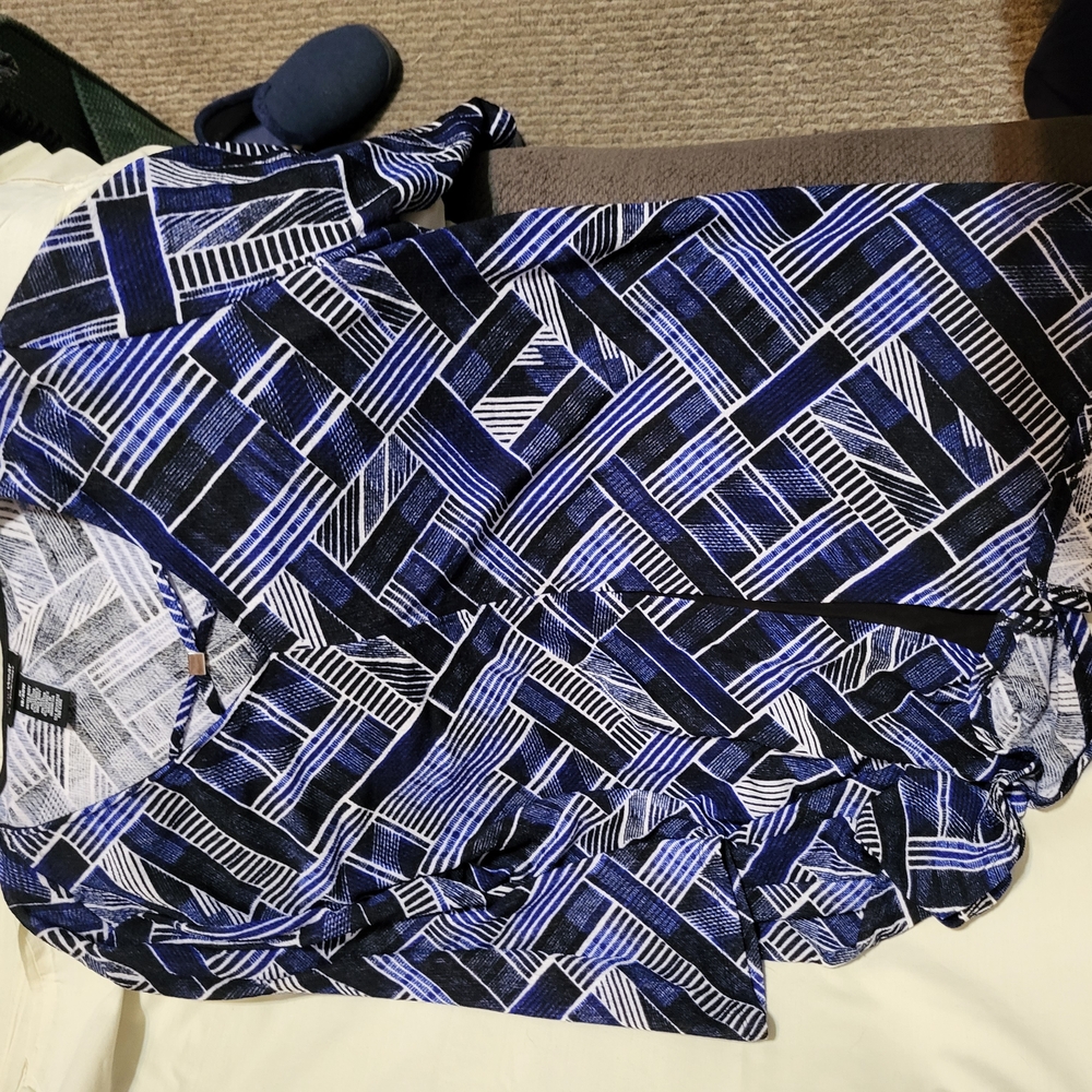 Catherines Blue and Black Geometric Blouse
